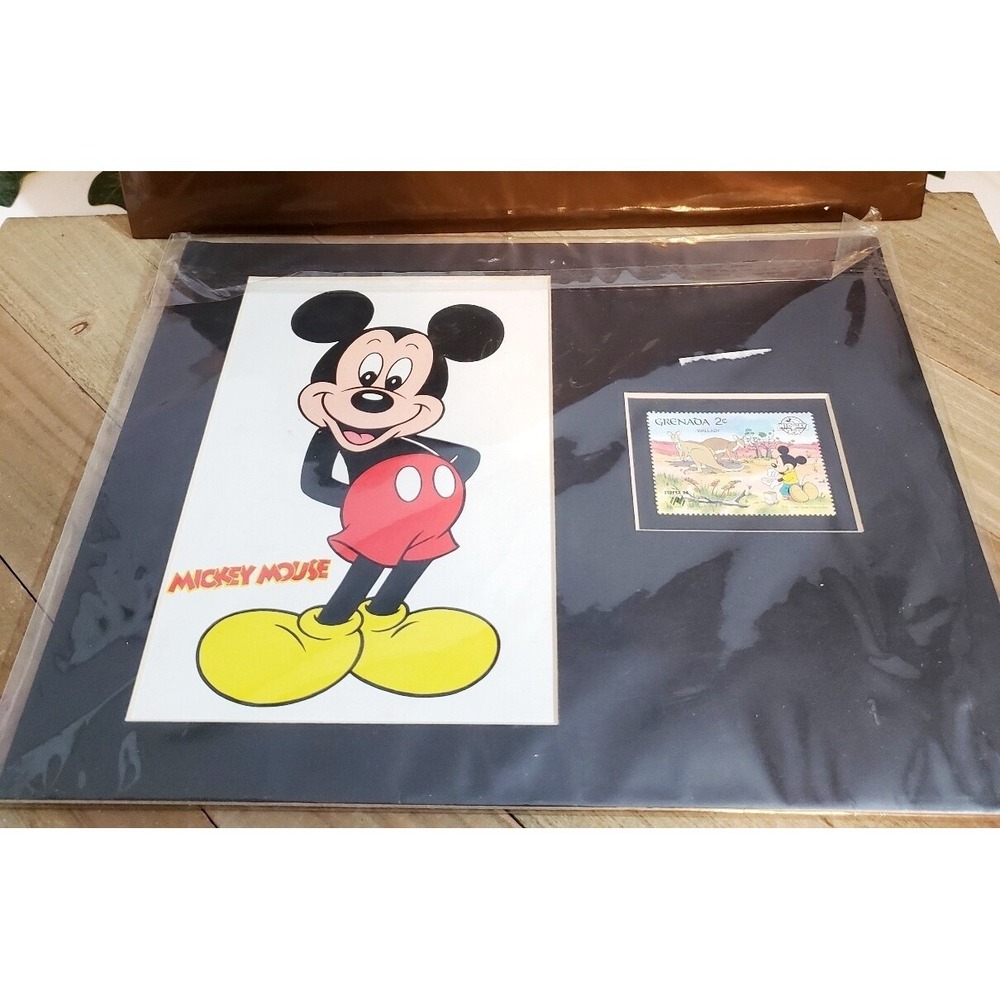 Lot of 1988 Disney collectibles - Drawing, 60th Granada stamp,‎ Disney Dollars